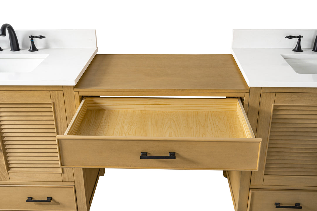 Estate 102" Double Sink Bathroom Vanity Modular Set with White Quartz Top