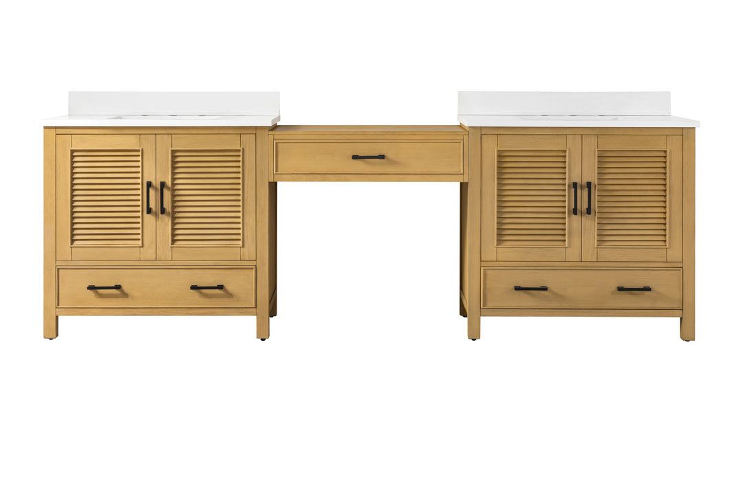 Estate 102" Double Sink Bathroom Vanity Modular Set with White Quartz Top