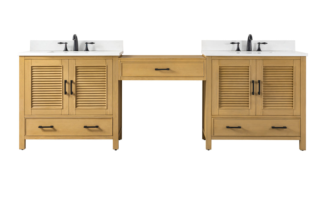 Estate 102" Double Sink Bathroom Vanity Modular Set with White Quartz Top