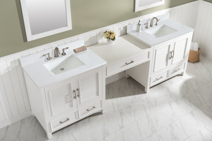 Estate 102" Double Sink Bathroom Vanity Modular Set with White Quartz Top