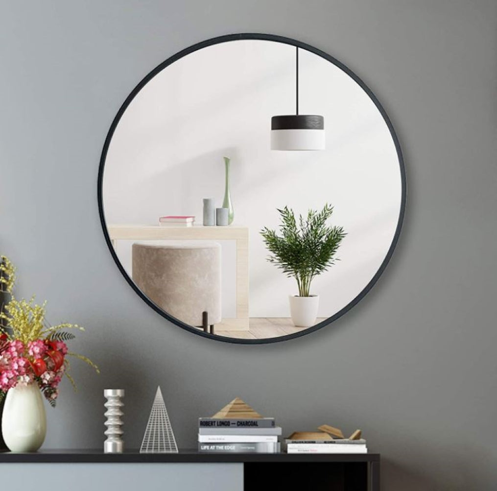 Vera 28" x 28" Round Vanity Mirror with Stainless Steel Frame