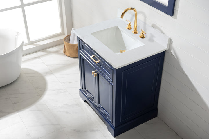 Milano 30" Single Sink Vanity with White Quartz Top