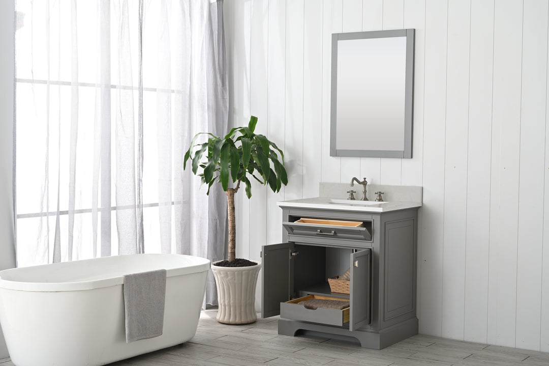 Milano 30" Single Sink Vanity with White Quartz Top