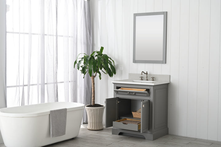 Milano 30" Single Sink Vanity with White Quartz Top