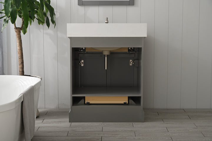 Milano 30" Single Sink Vanity with White Quartz Top