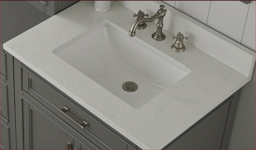 Milano 30" Single Sink Vanity with White Quartz Top