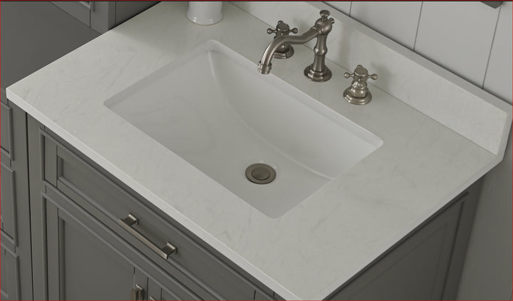Milano 30" Single Sink Vanity with White Quartz Top