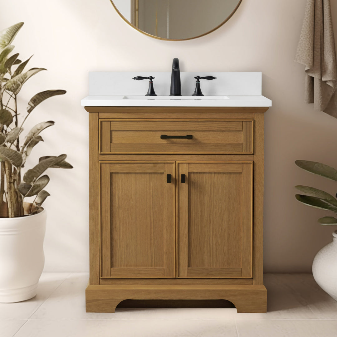 Milano 30" Single Sink Vanity with White Quartz Top