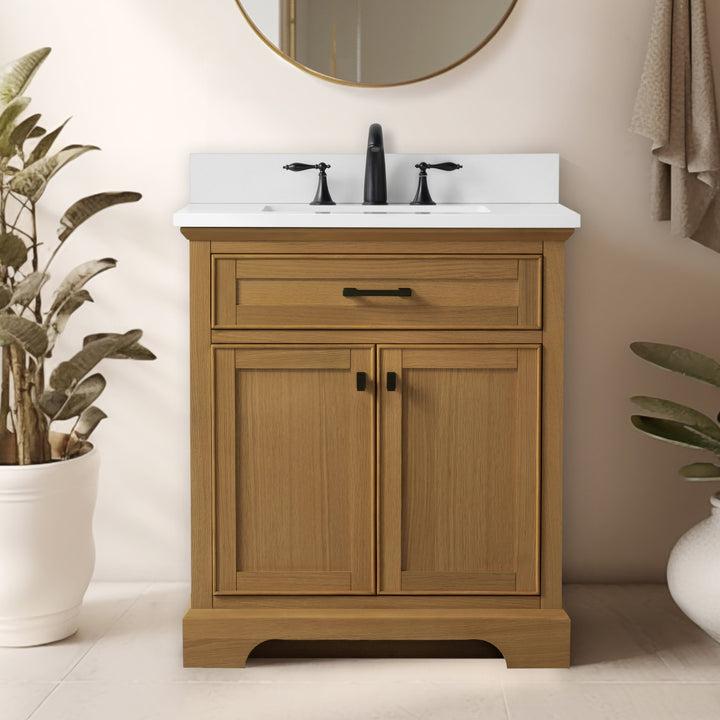 Milano 30" Single Sink Vanity with White Quartz Top