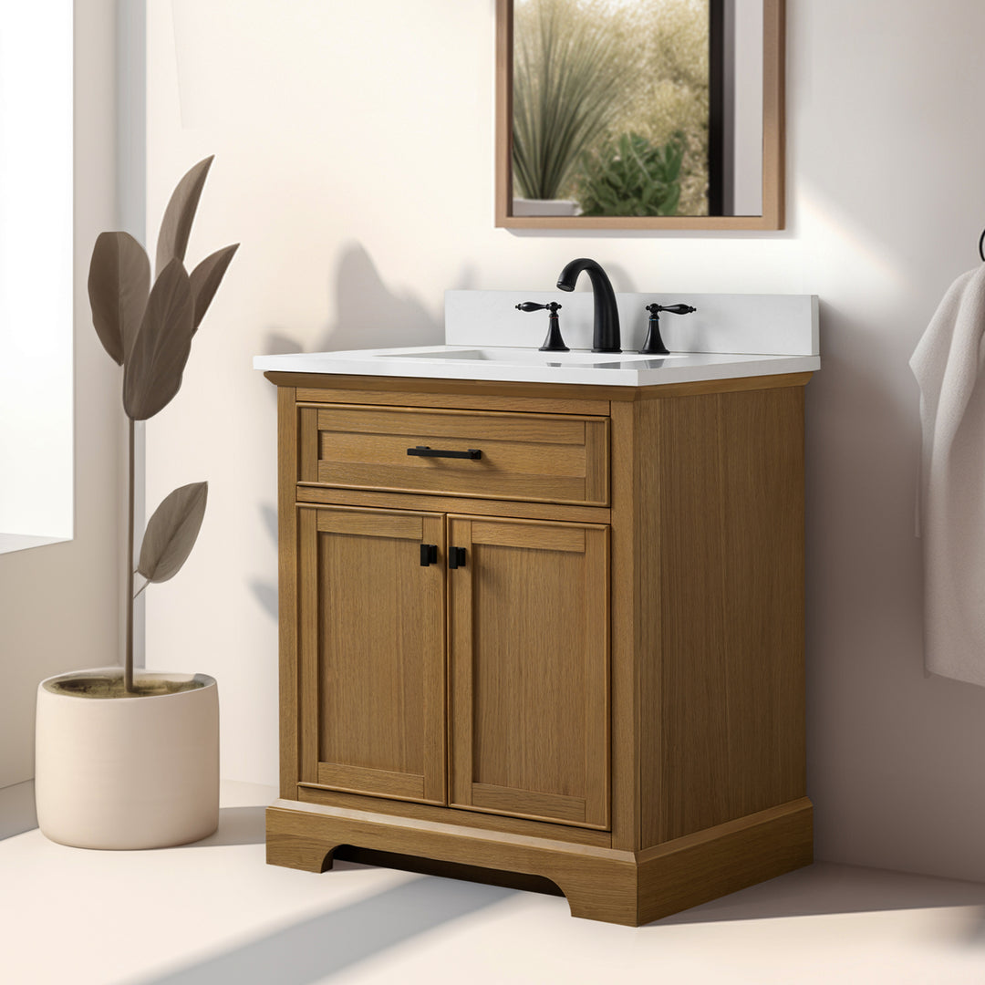 Milano 30" Single Sink Vanity with White Quartz Top
