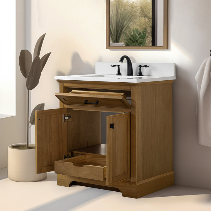 Milano 30" Single Sink Vanity with White Quartz Top