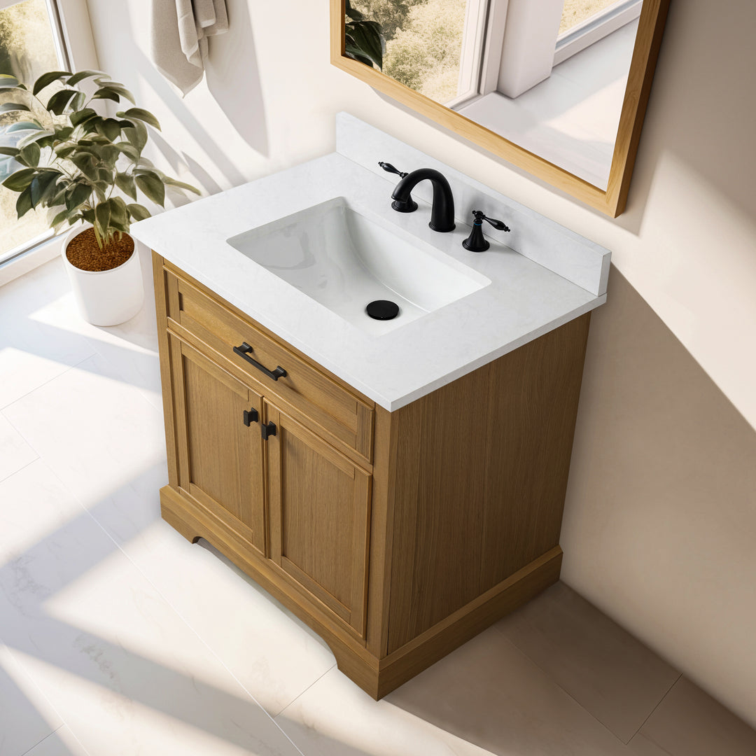 Milano 30" Single Sink Vanity with White Quartz Top