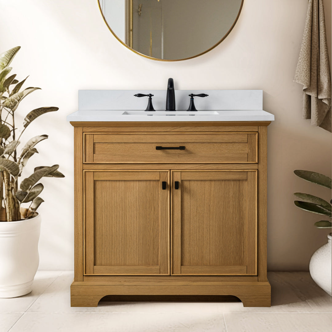 Milano 36" Single Sink Vanity with White Quartz Top