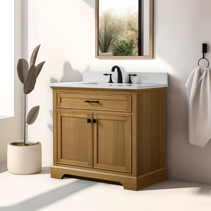 Milano 36" Single Sink Vanity with White Quartz Top