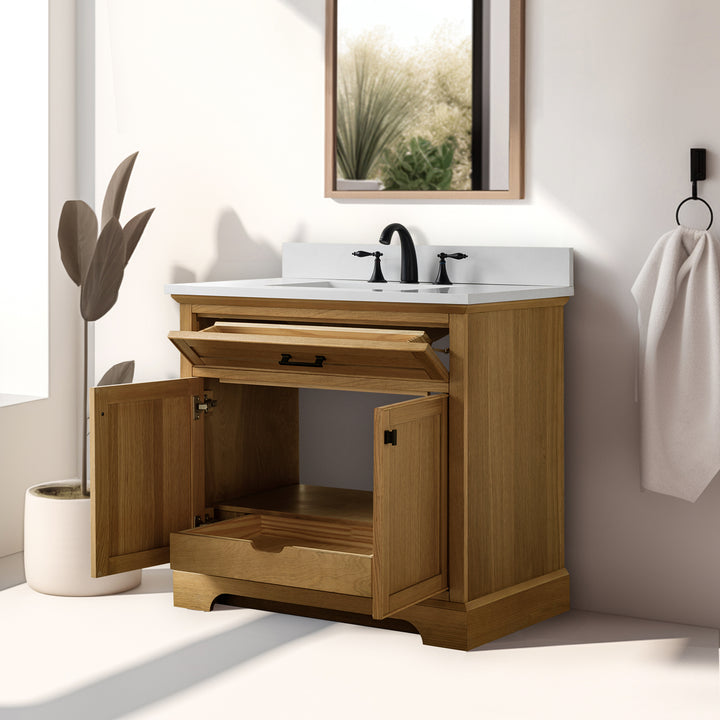Milano 36" Single Sink Vanity with White Quartz Top