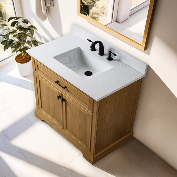 Milano 36" Single Sink Vanity with White Quartz Top