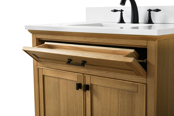 Milano 36" Single Sink Vanity with White Quartz Top