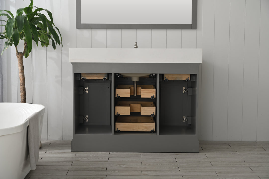 Milano 48" Single Sink Vanity with White Quartz Top
