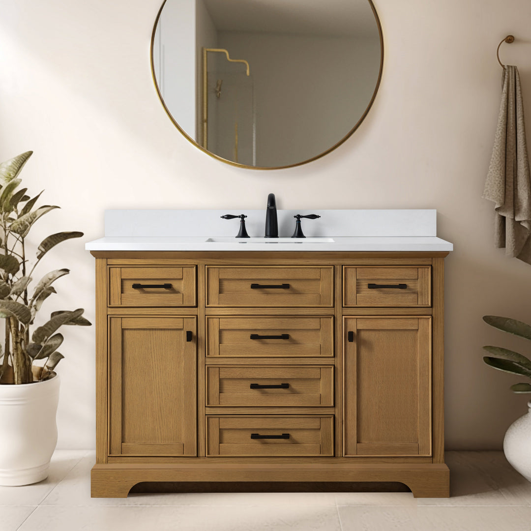 Milano 48" Single Sink Vanity with White Quartz Top