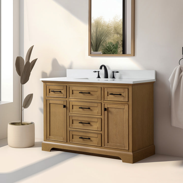 Milano 48" Single Sink Vanity with White Quartz Top