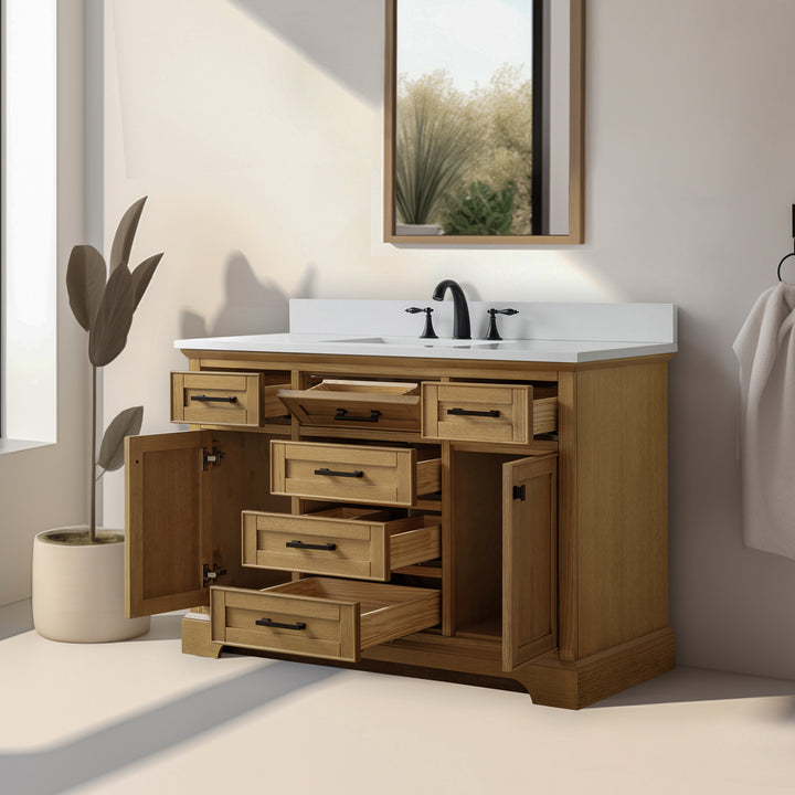 Milano 48" Single Sink Vanity with White Quartz Top