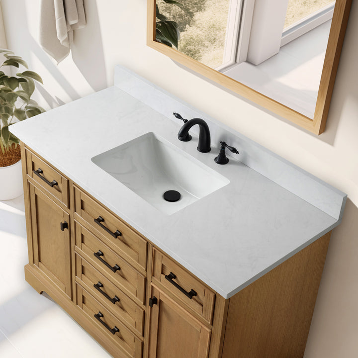 Milano 48" Single Sink Vanity with White Quartz Top