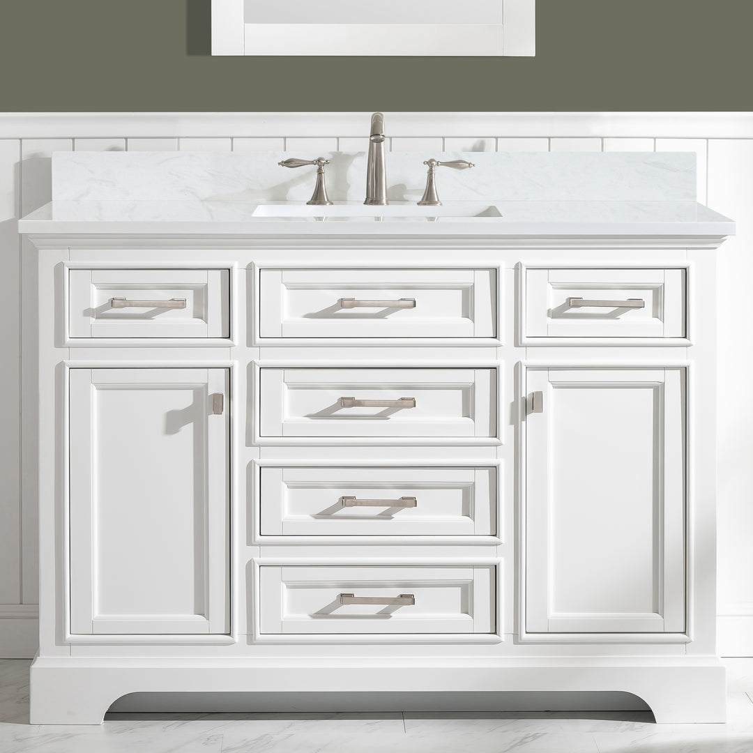Milano 48" Single Sink Vanity with White Quartz Top