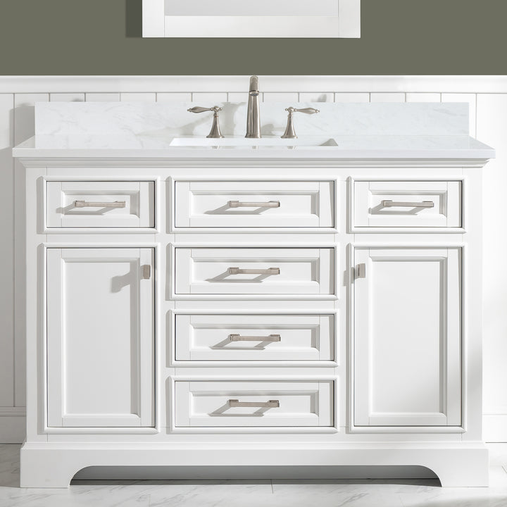 Milano 48" Single Sink Vanity with White Quartz Top