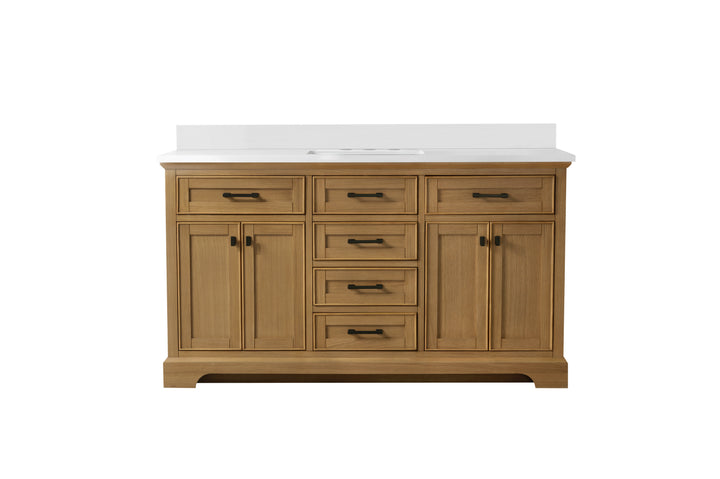 Milano 60" Single Sink Vanity with White Quartz Top