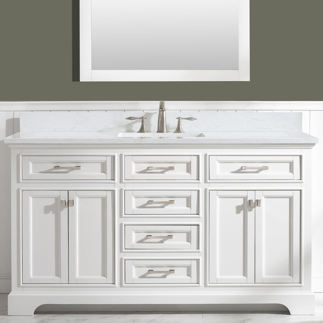 Milano 60" Single Sink Vanity with White Quartz Top
