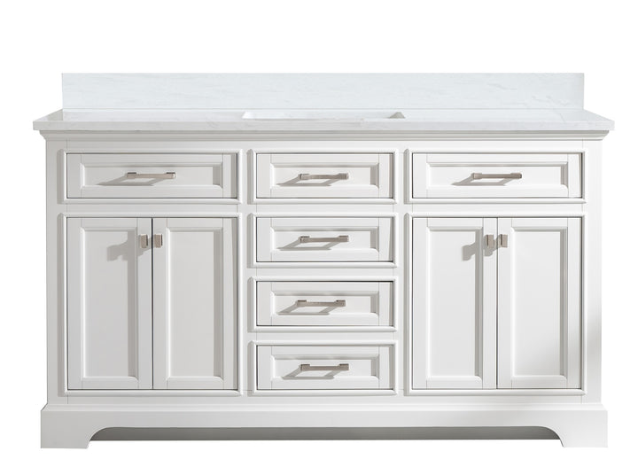 Milano 60" Single Sink Vanity with White Quartz Top