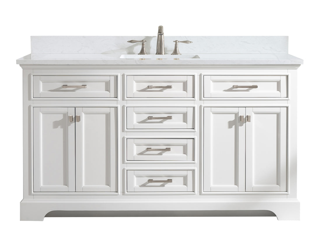 Milano 60" Single Sink Vanity with White Quartz Top