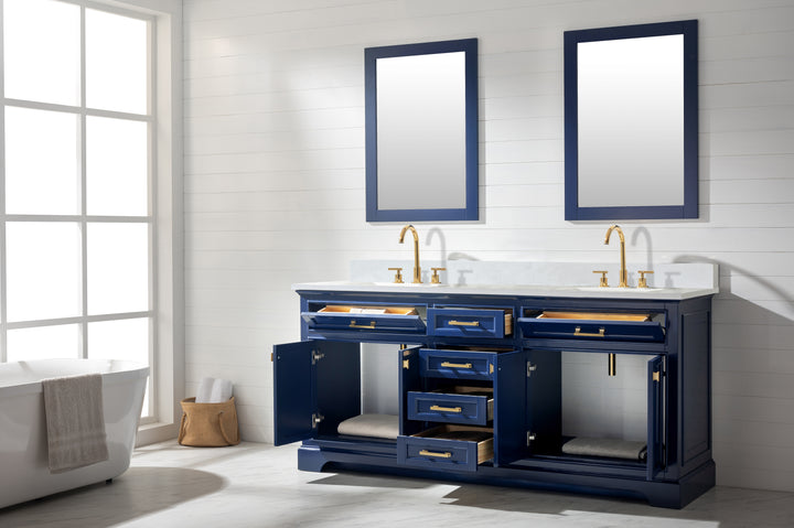 Milano 72" Double Sink Vanity with White Quartz Top