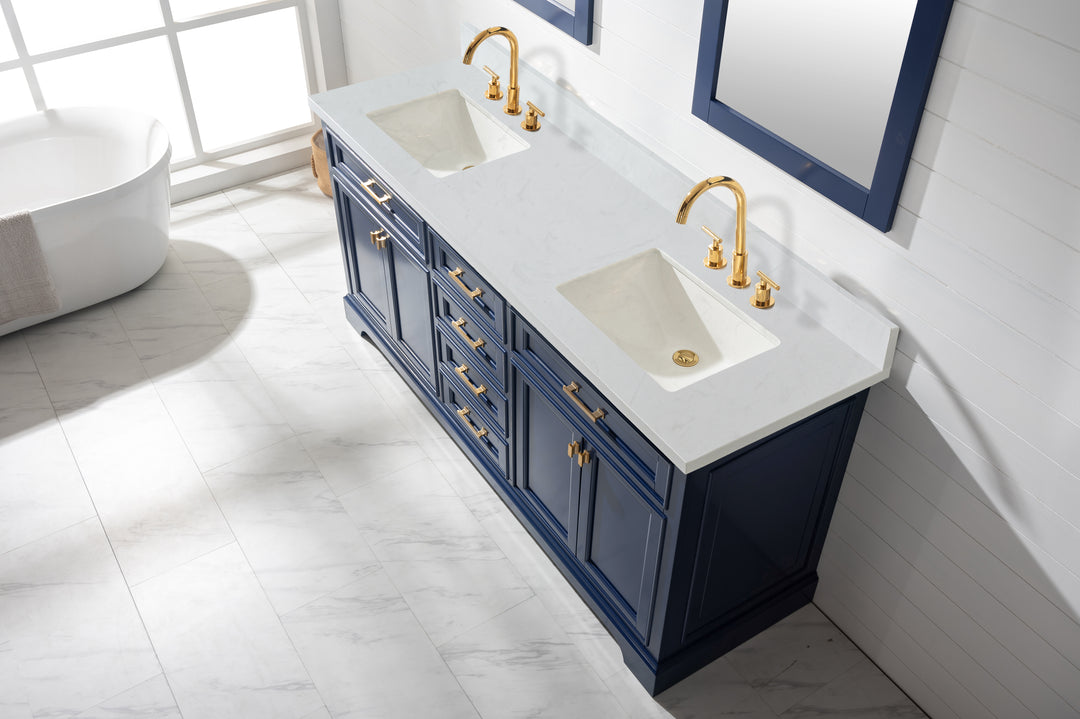 Milano 72" Double Sink Vanity with White Quartz Top