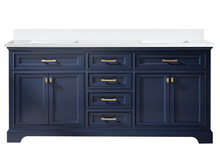 Milano 72" Double Sink Vanity with White Quartz Top