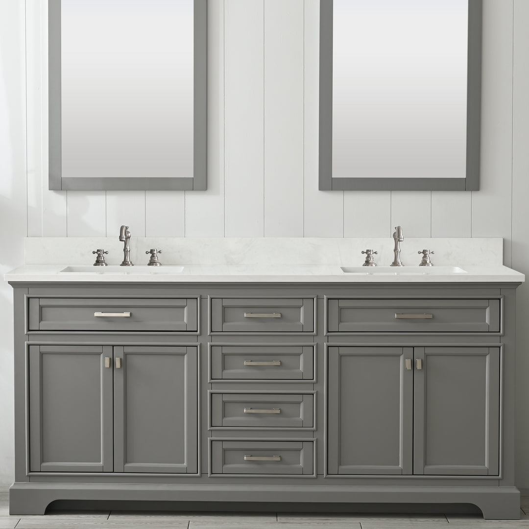 Milano 72" Double Sink Vanity with White Quartz Top