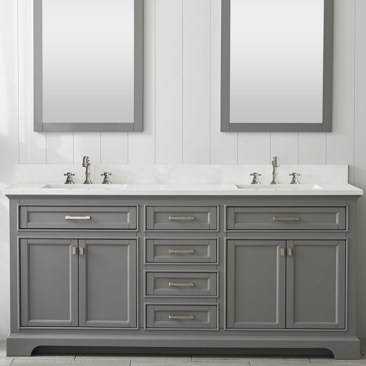 Milano 72" Double Sink Vanity with White Quartz Top