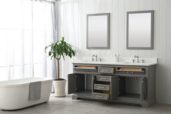 Milano 72" Double Sink Vanity with White Quartz Top