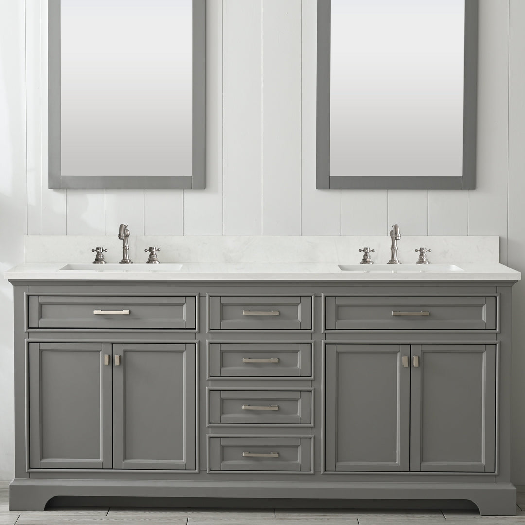 Milano 72" Double Sink Vanity with White Quartz Top