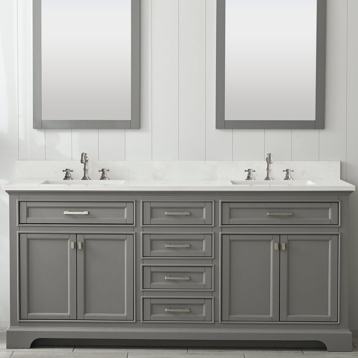 Milano 72" Double Sink Vanity with White Quartz Top