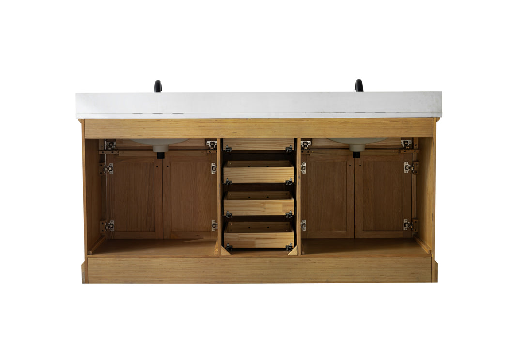 Milano 72" Double Sink Vanity with White Quartz Top