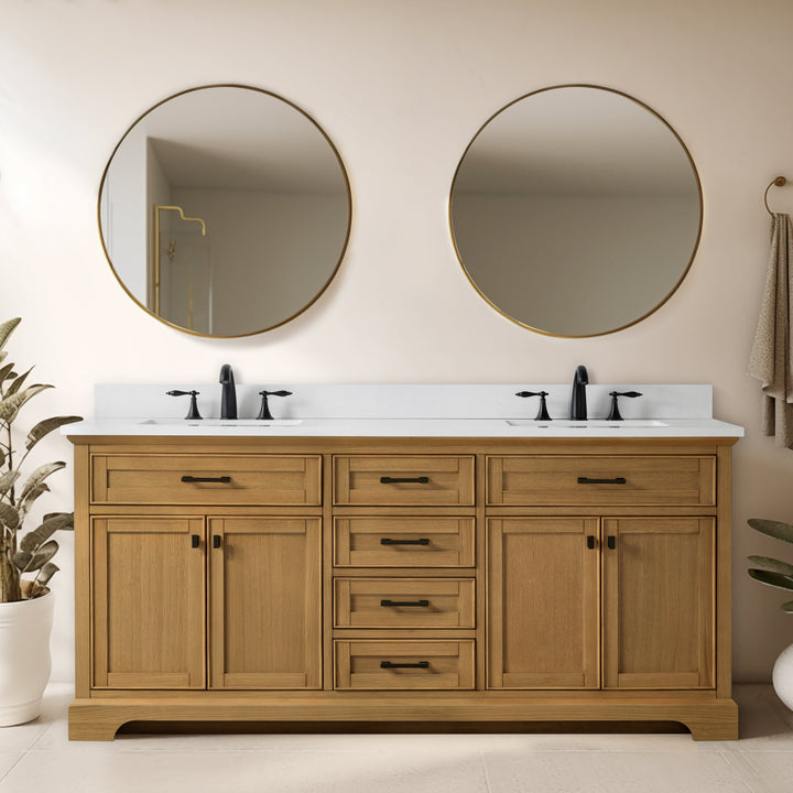 Milano 72" Double Sink Vanity with White Quartz Top