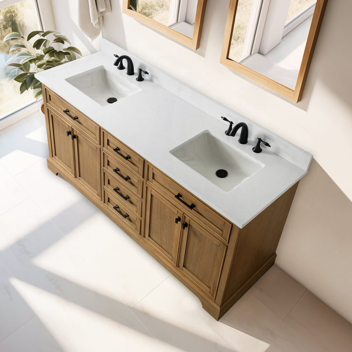 Milano 72" Double Sink Vanity with White Quartz Top
