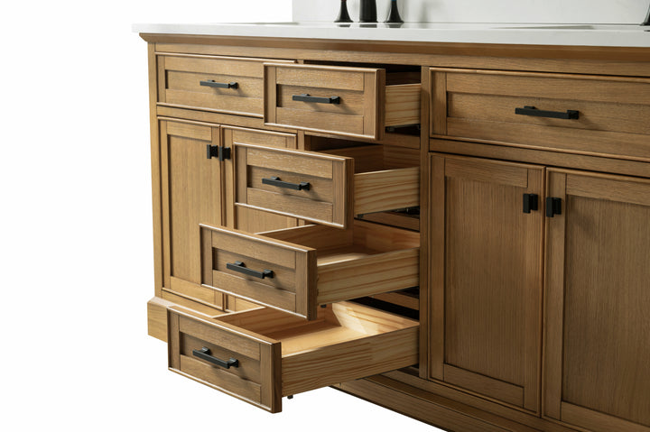 Milano 72" Double Sink Vanity with White Quartz Top