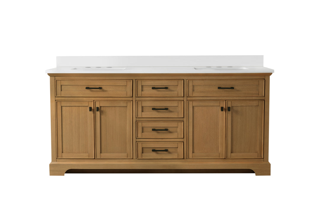 Milano 72" Double Sink Vanity with White Quartz Top