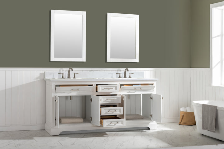 Milano 72" Double Sink Vanity with White Quartz Top