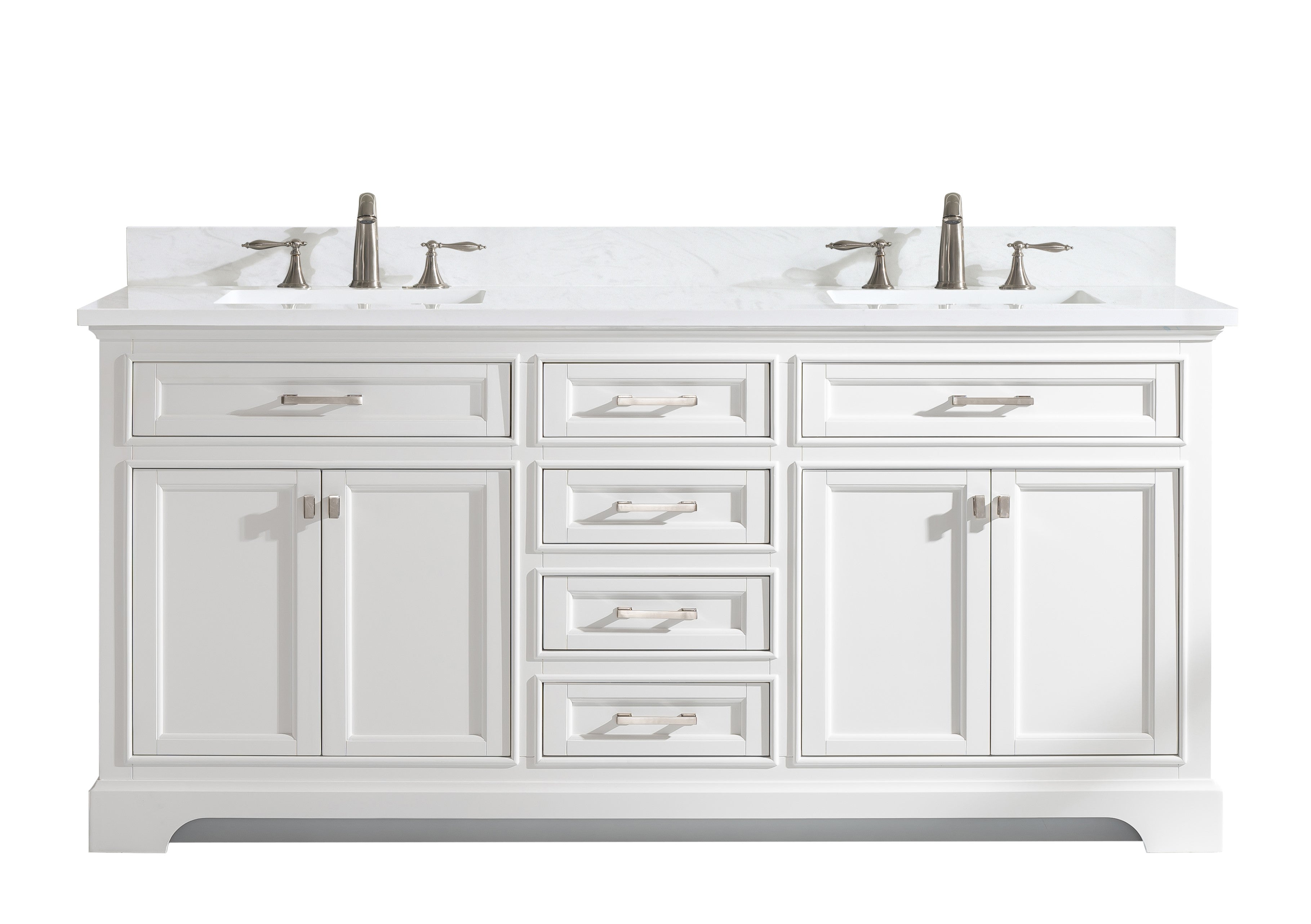 Milano 72" Double Sink Vanity with White Quartz Top