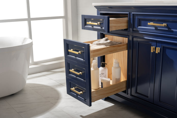 Milano 84" Double Sink Vanity with White Quartz Top
