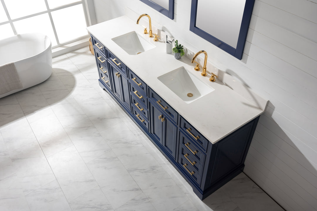 Milano 84" Double Sink Vanity with White Quartz Top