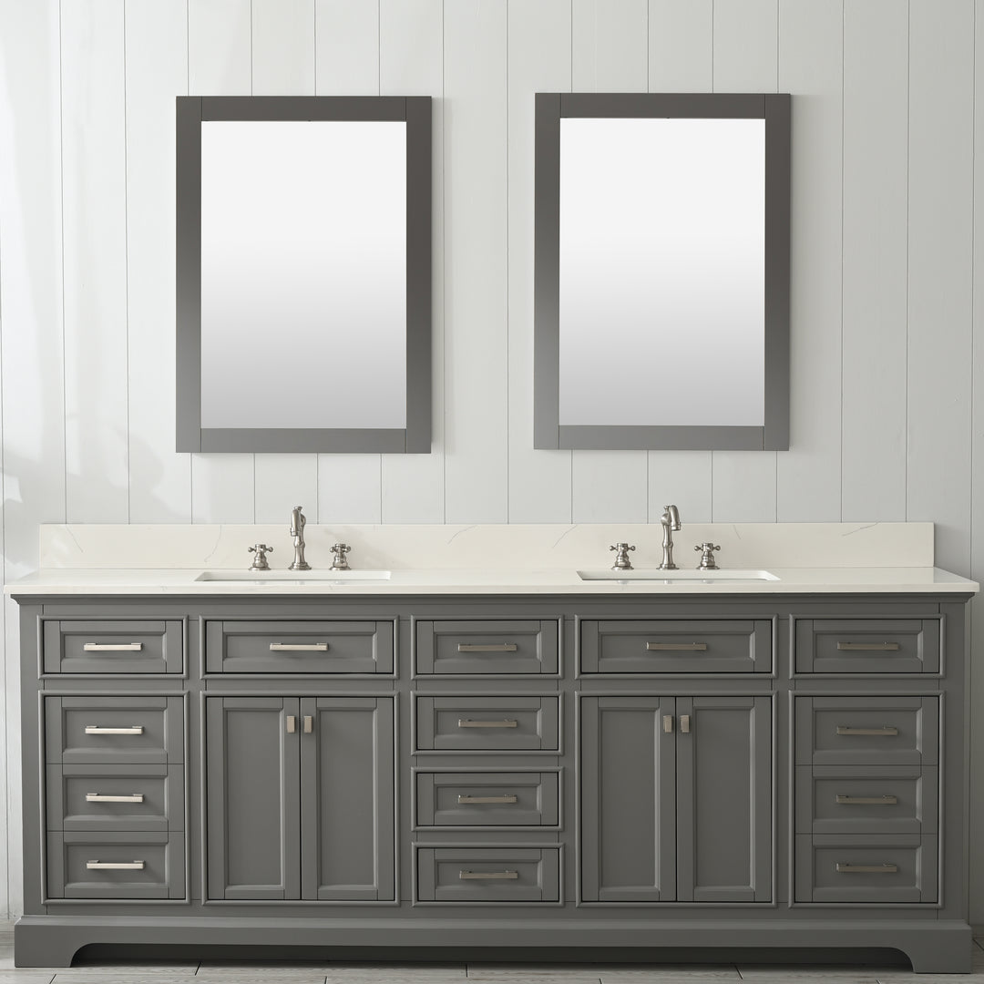 Milano 84" Double Sink Vanity with White Quartz Top